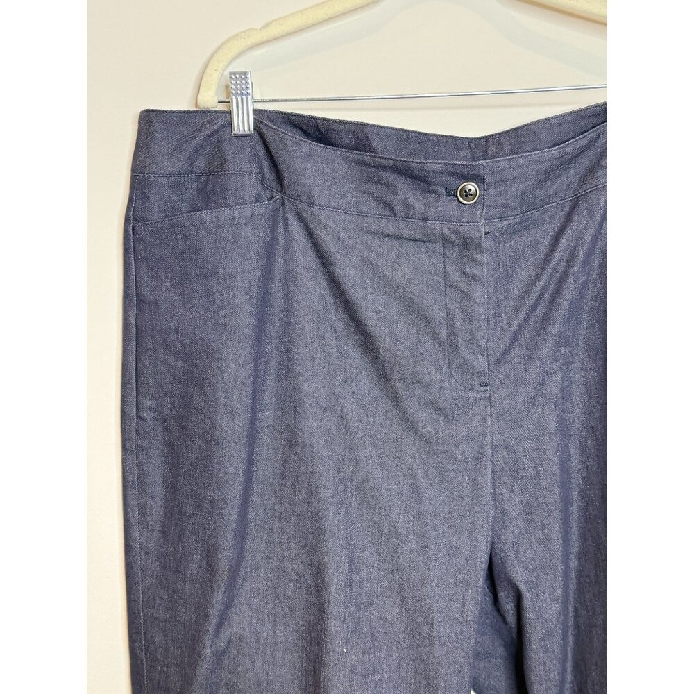 Lane Bryant Stretch Trousers 20 Plus Dark Wash Chambray Work Pants Career - Picture 4 of 11